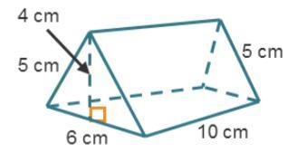 What is the surface area of the triangular prism shown?-example-1