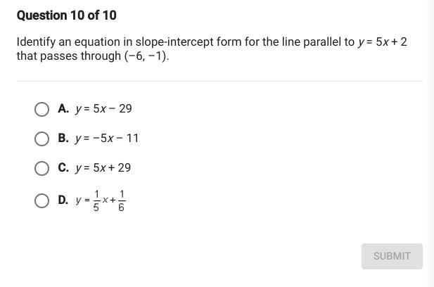 Identify an equation in point-slope form for the line perpendicular to y=-5x+2 that-example-1