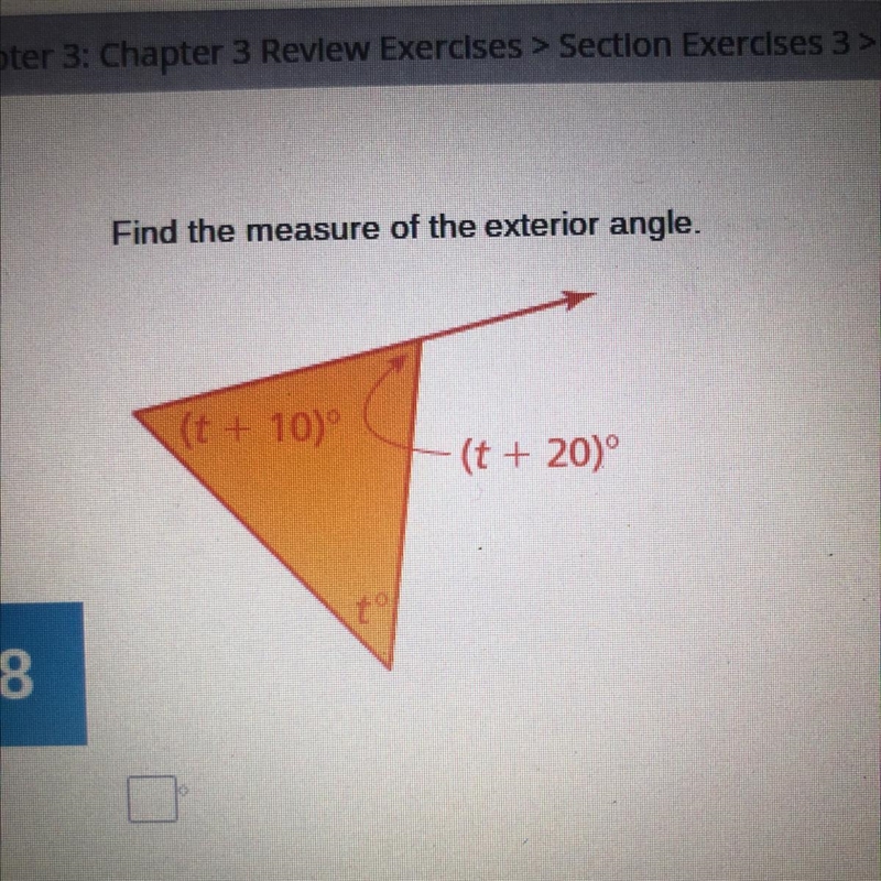 Find the measure of the exterior angle-example-1