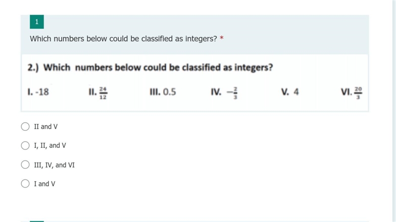 1.Which numbers below could be classified as integers? 2.Which number belongs in the-example-1