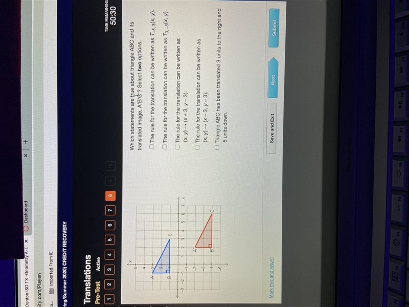 Which statements are true about triangle ABC and it’s translated image, A’ B’ C’-example-1