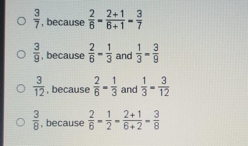 Which fraction is equivalent to 2/6?​-example-1