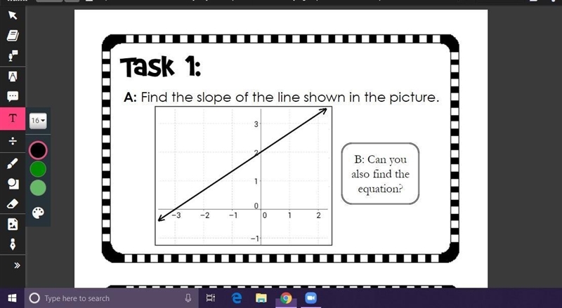 What are the slope and the equation for the graph?-example-1