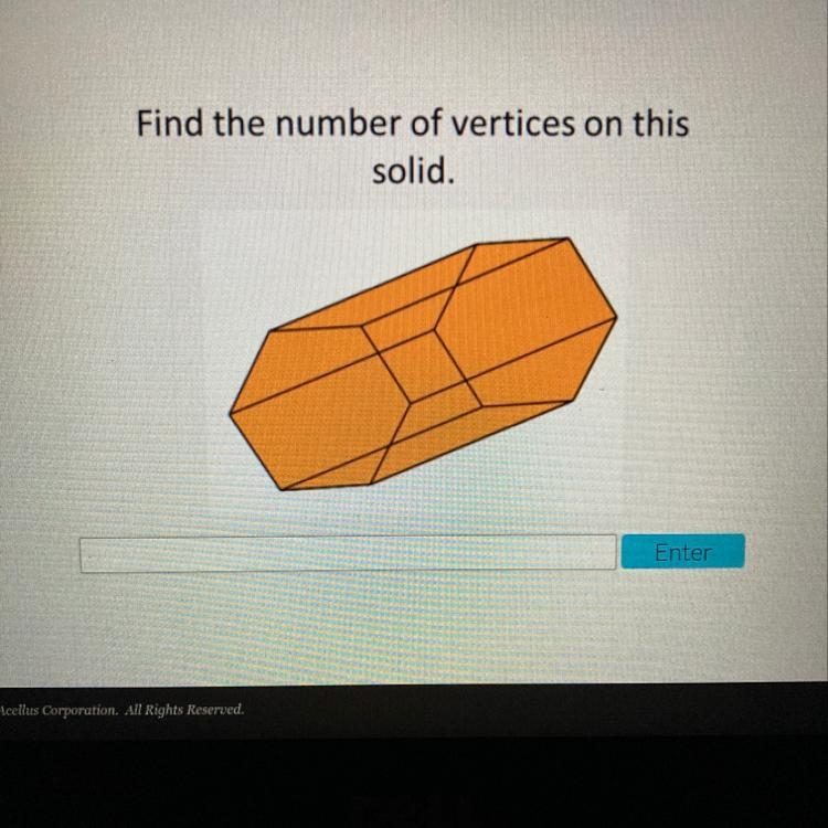 Find the number of vertices on this solid.-example-1