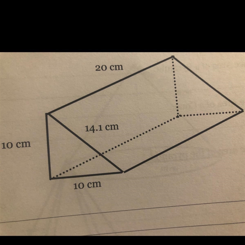 7. Use formulas to find the surface area of the prism below (drawing not to scale-example-1