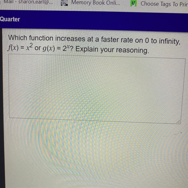 Which function increases at a faster rate on 0 to infinity-example-1