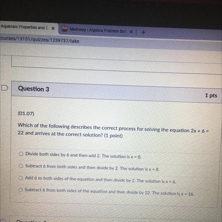 Question 3 1 pts (01.07) Which of the following describes the correct process for-example-1