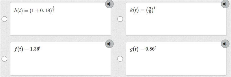 Which function has the greatest rate of exponential growth? Multiple choice options-example-1