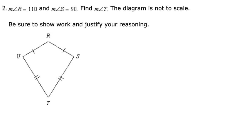 Please help me! R=110 and S=90 Find T The diagram is not to scale. Be sure to show-example-1