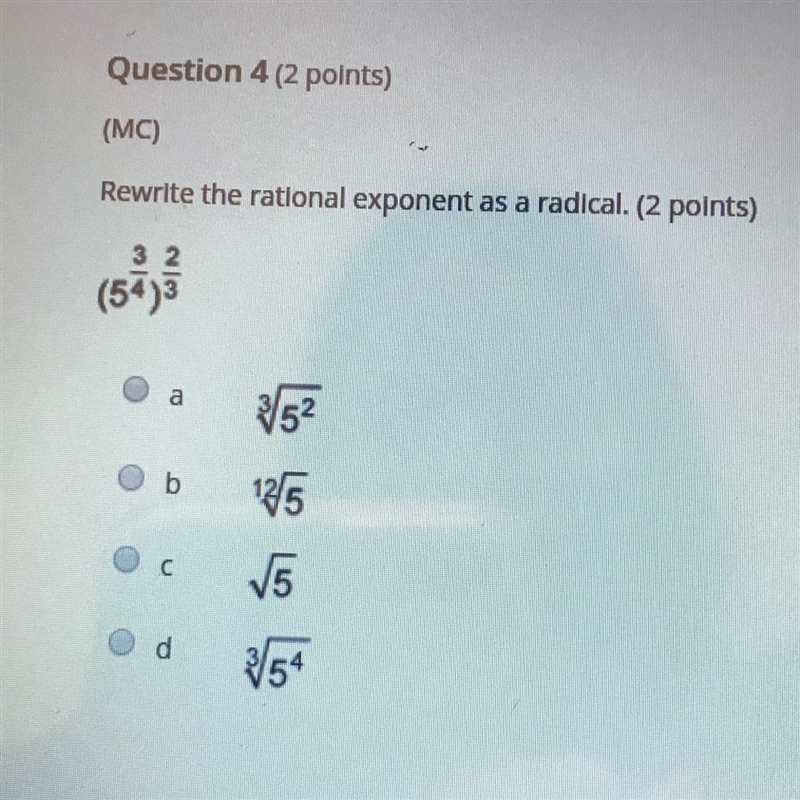 Rewrite the rational exponent as a radical-example-1