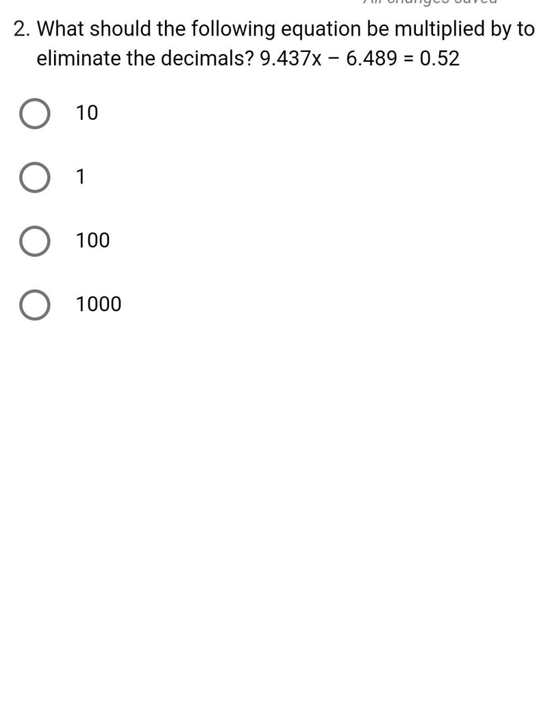 What should the following equation be multiplied by to eliminate the decimals? 9.437x-example-1