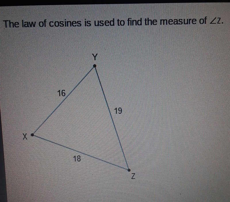 To the nearest whole degree, what is the measure of Angle z ​ A. 41° B. 47° C. 51° D-example-1