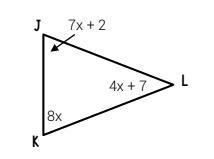 Triangle JKL is shown below. Find the value of x.-example-1