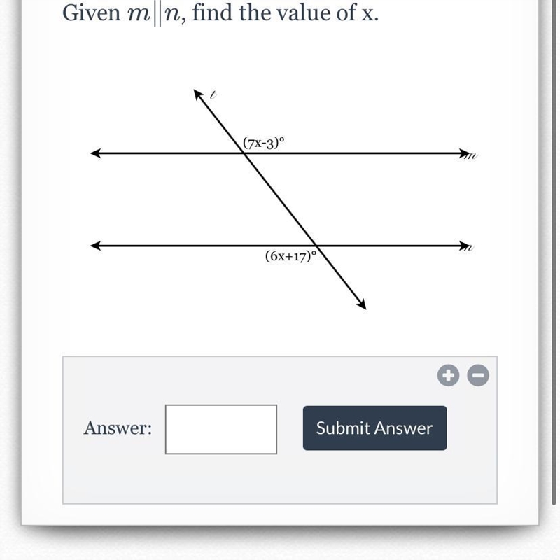 Given m∥n, find the value of x.-example-1