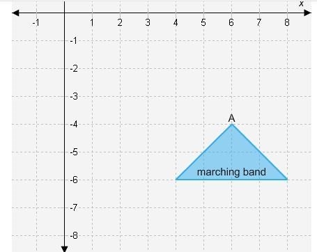 A marching band stands in a triangle formation. The drum major stands at A, one of-example-1