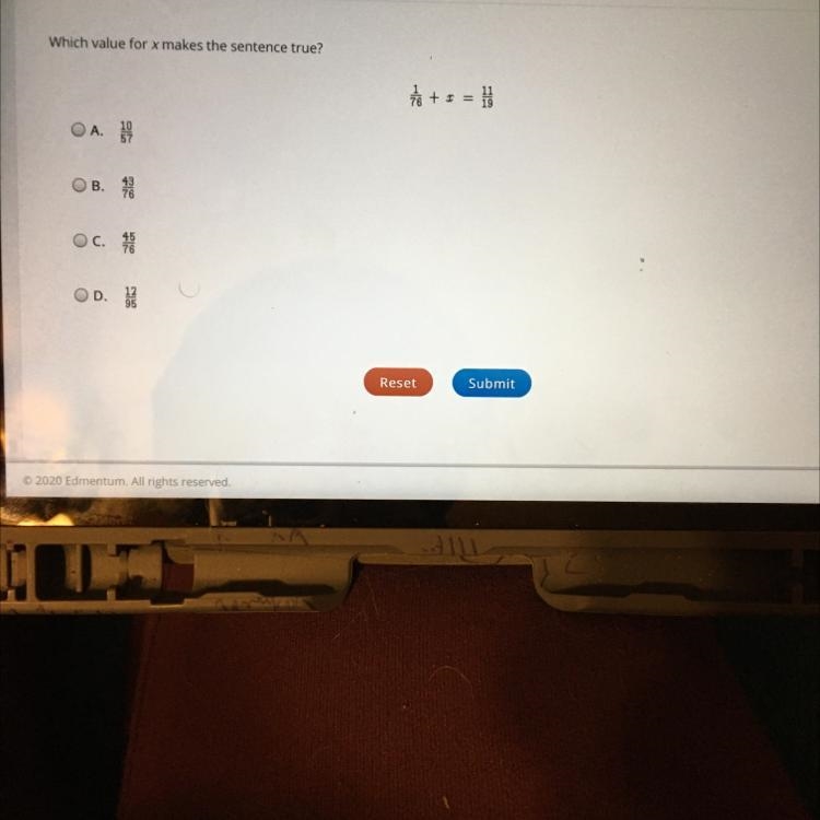 Which value for x makes the sentence true?-example-1