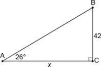 PLEASE HELP! Find the value of x. IMAGE BELOW a) 20.485 b) 35.631 c) 86.113-example-1