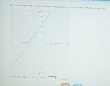 The equation of the line in this graph is y=____ x + ____​-example-1