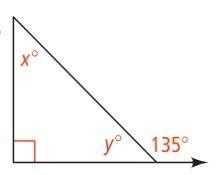 6) Find the value of y. (pic below) A. 90 degrees B. 135 degrees C. 45 degrees D. 180 degrees-example-1