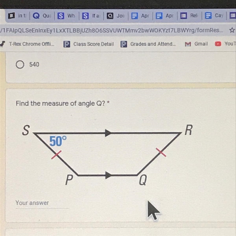 Find the measure of angle Q.-example-1