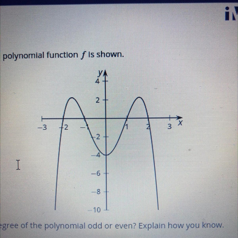 7. The graph of a polynomial function is shown. a. Is the degree of the polynomial-example-1