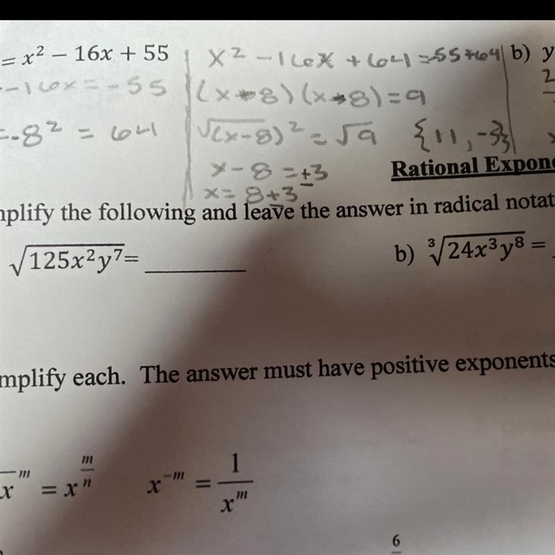 Simplify the following leave the answer in radical notation: Please explain!! 1. Square-example-1