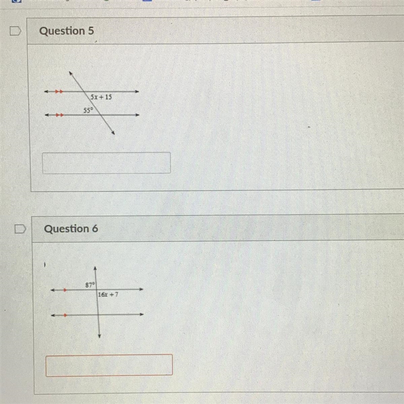 Solve for x I need help on questions 5 & 6-example-1