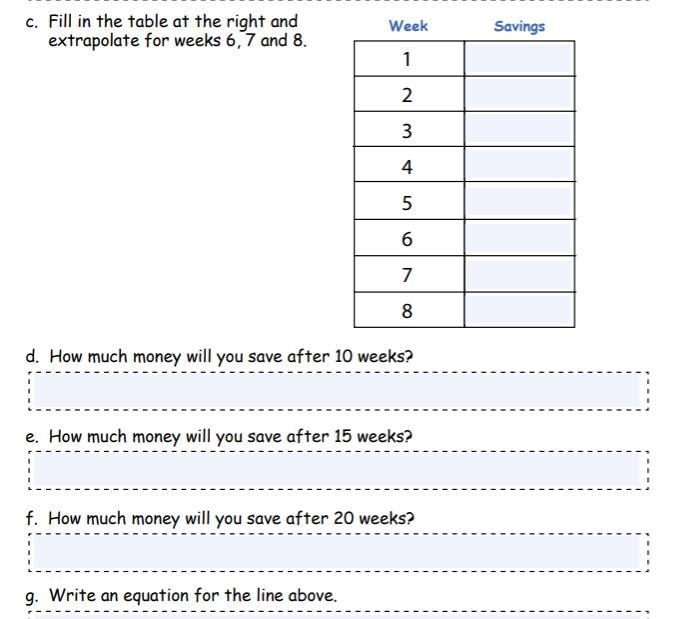 The graph below shows how much money you have in savings each week. Use this graph-example-2