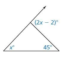 The measure of the exterior angle of the triangle is-example-1