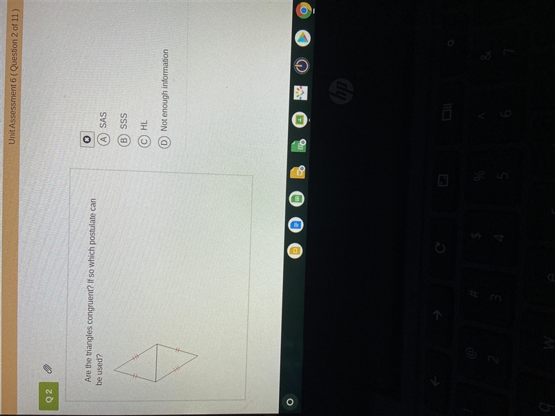 Are the triangles congrouent? which postualte-example-1