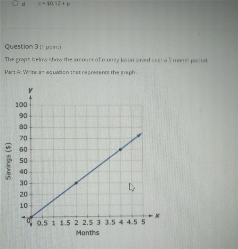 The graph below showed the amount of money Jason saved over a 5 month period. Part-example-1