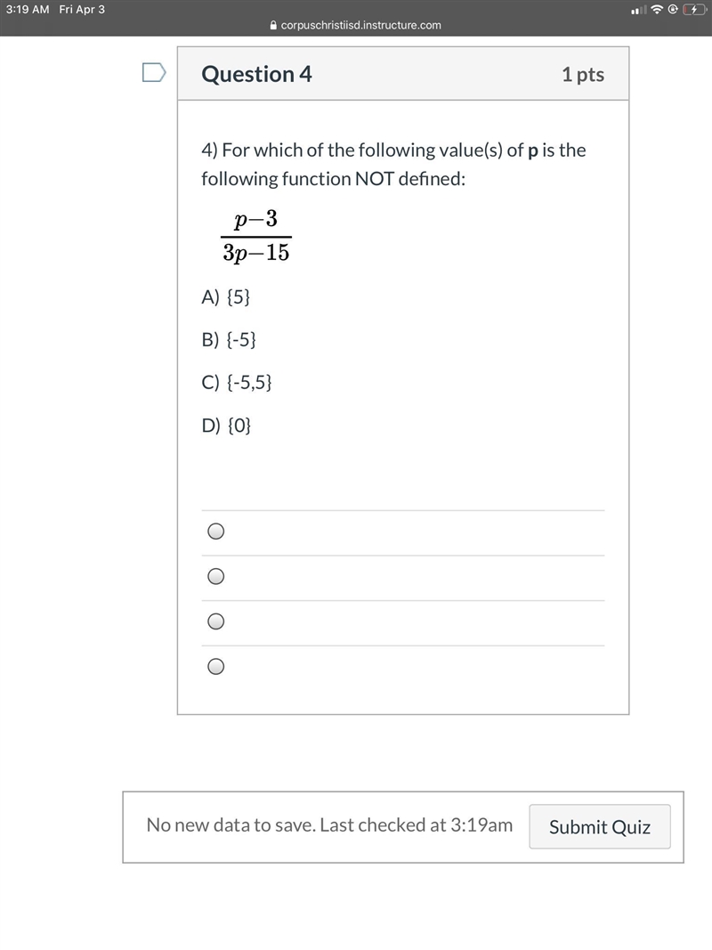 For which of the following value(s) of p is the following function NOT defined:-example-1