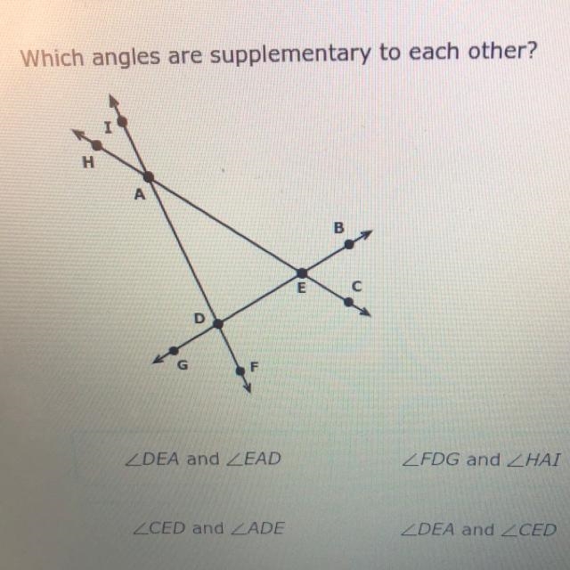 Which angles are supplementary to each other?-example-1