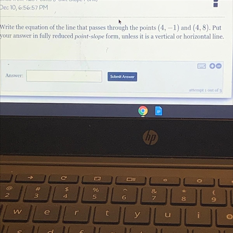 Write the equation of the line that passes through the points (4,-1) and (4,8)-example-1