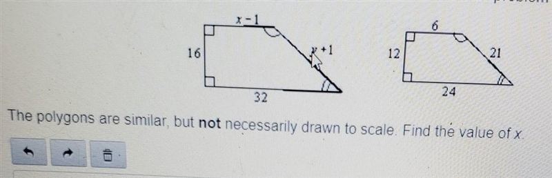 The polygons are similar, but not necessarily drawn to scale. Find the value of X-example-1