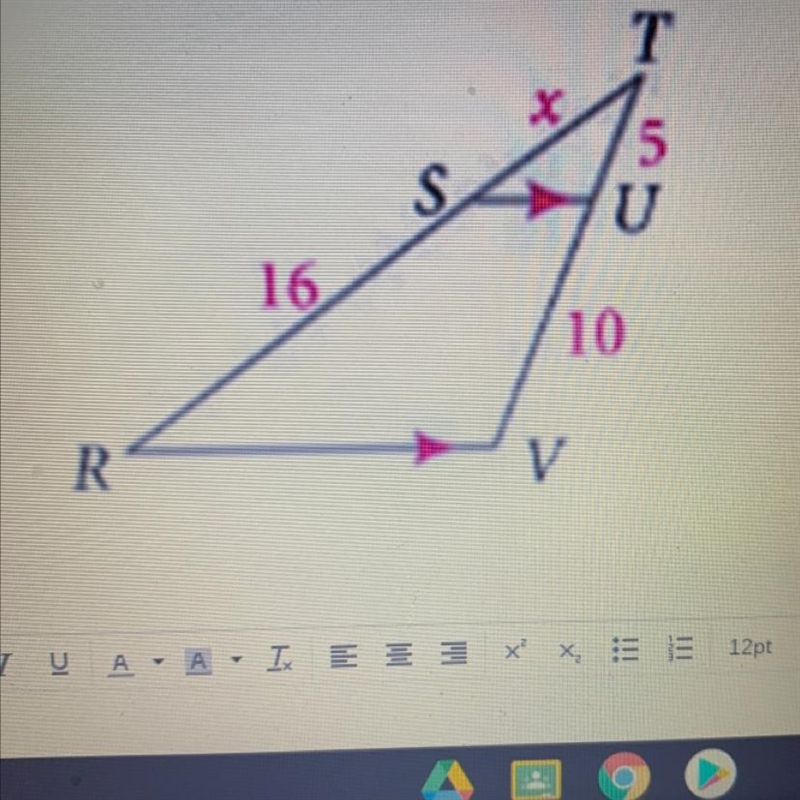 Solve for x. T X co S 16 10 R V ^ (ignore all the letters)-example-1