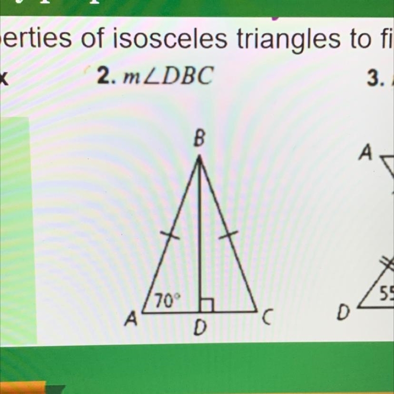 Use the properties of isosceles triangles to find m-example-1