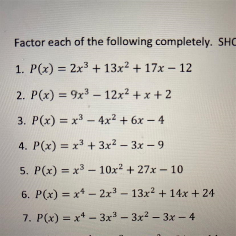 1. P(x) = 2x^3 + 13x^2 + 17x – 12 can someone answer #1? it’s algebra 2-example-1