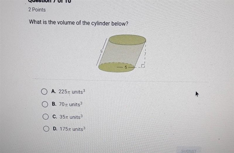 What is the volume of the cylinder below?​-example-1