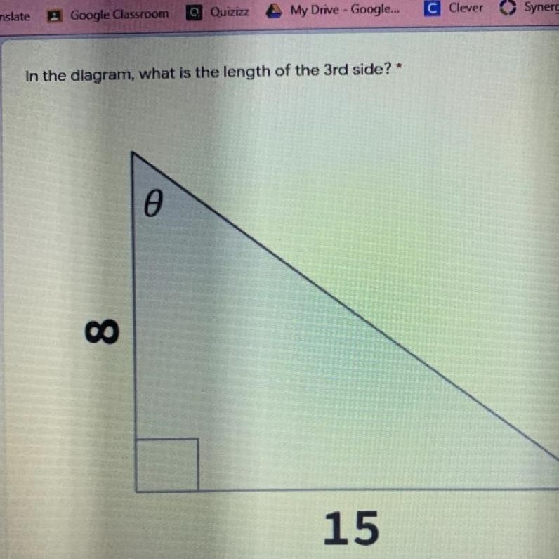 In the diagram, what is the length of the third side?-example-1