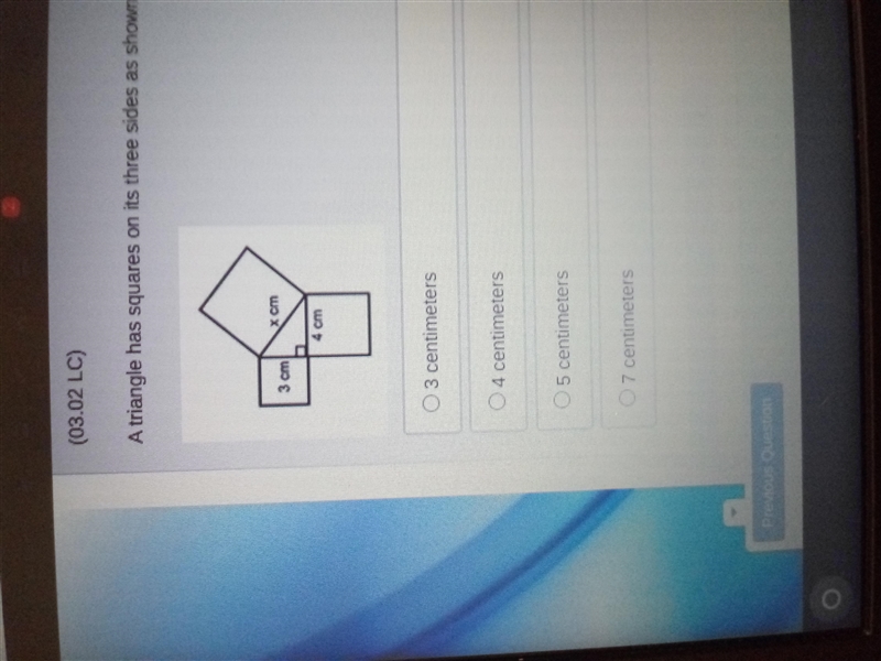 A triangle has squares on its three sides as shown below what is the value of x-example-1