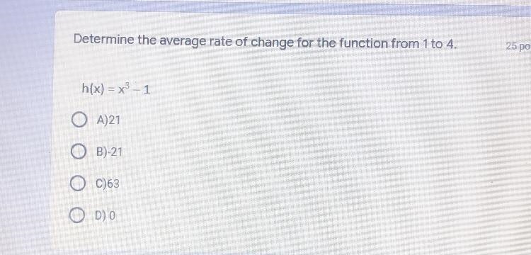 Average rate of change for the function from 1 to 4. H(x)=x^3-1-example-1