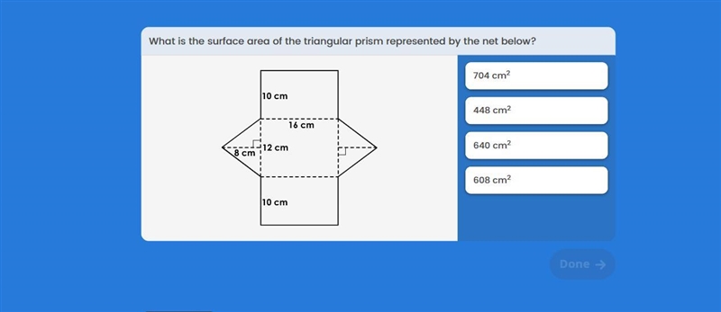 What is the surface area of the triangular prism represented by the net below?-example-1