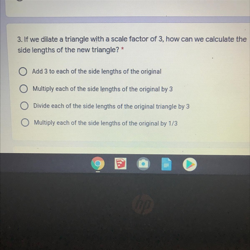 If we dilate a triangle with a scale factor of 3 how can we calculate the side lengths-example-1