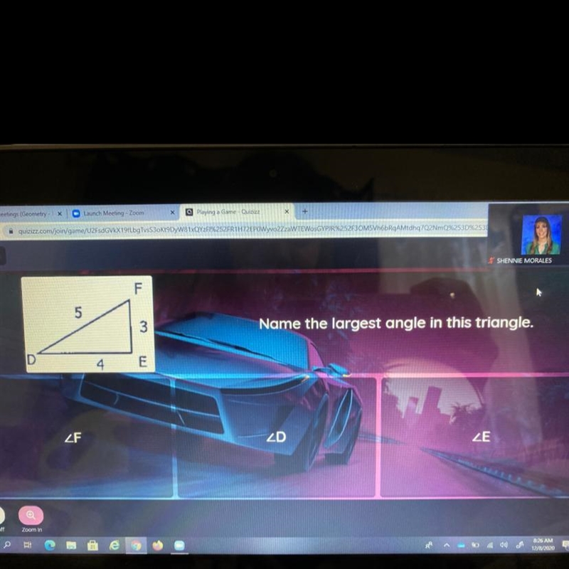 Name the largest angle in this triangle. pls help-example-1