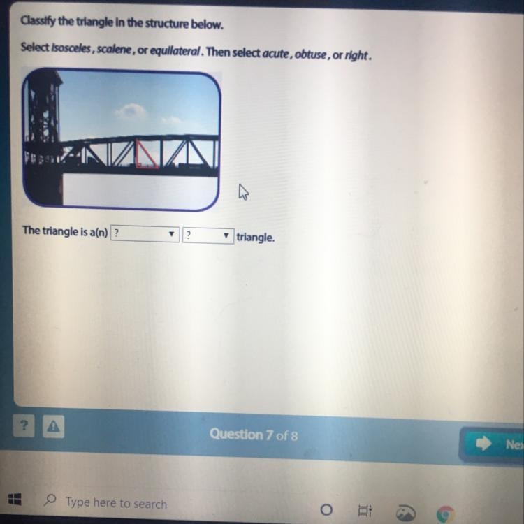 Is the triangle a isosceles, scalene, or equilateral? And is it an acute, obtuse or-example-1