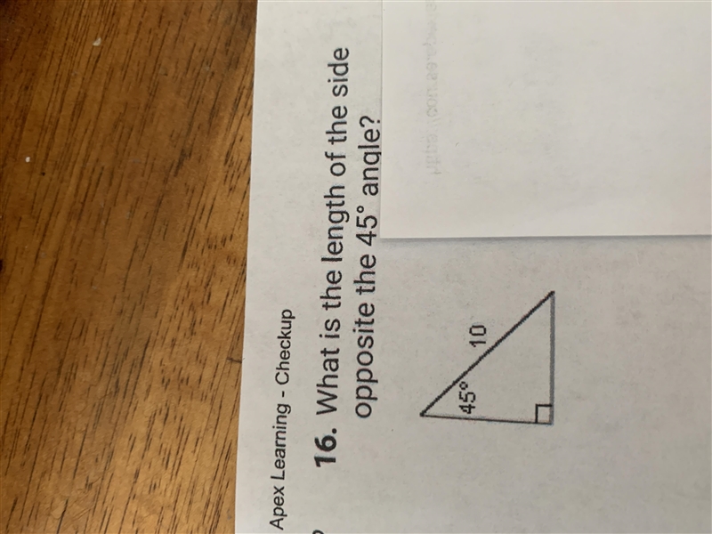 What is the length of the side opposite the 45degree angle-example-1