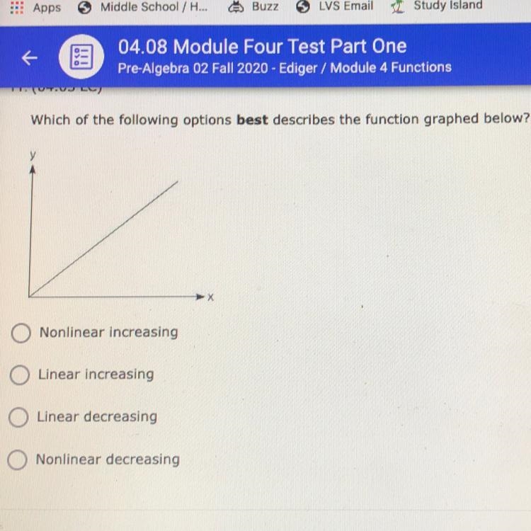 Which of the following options best describes the function graphed below? Nonlinear-example-1