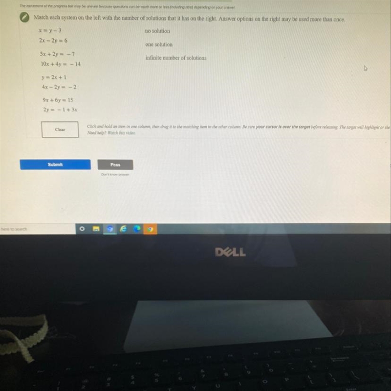 Please help! Match each system on the left with the number of solutions that it has-example-1