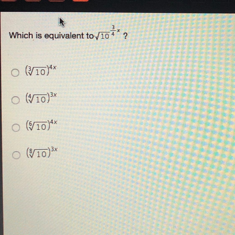 Which is equivalent to v10 3/4?-example-1